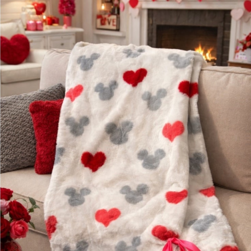 Cozy Heart and Mouse Ears Throw Blanket